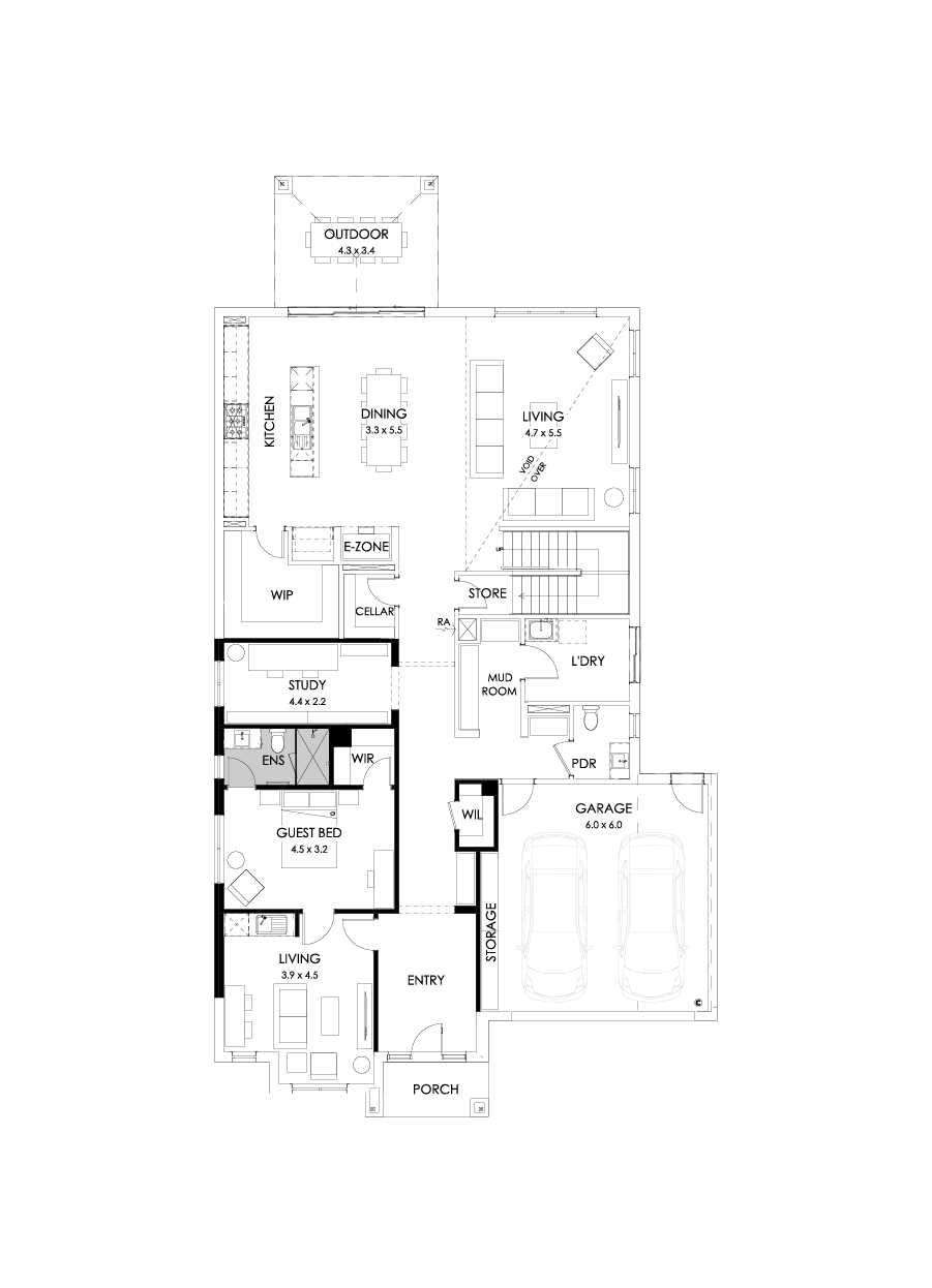 50 Ground Floor Floorplan (Guest wing - Flipped)