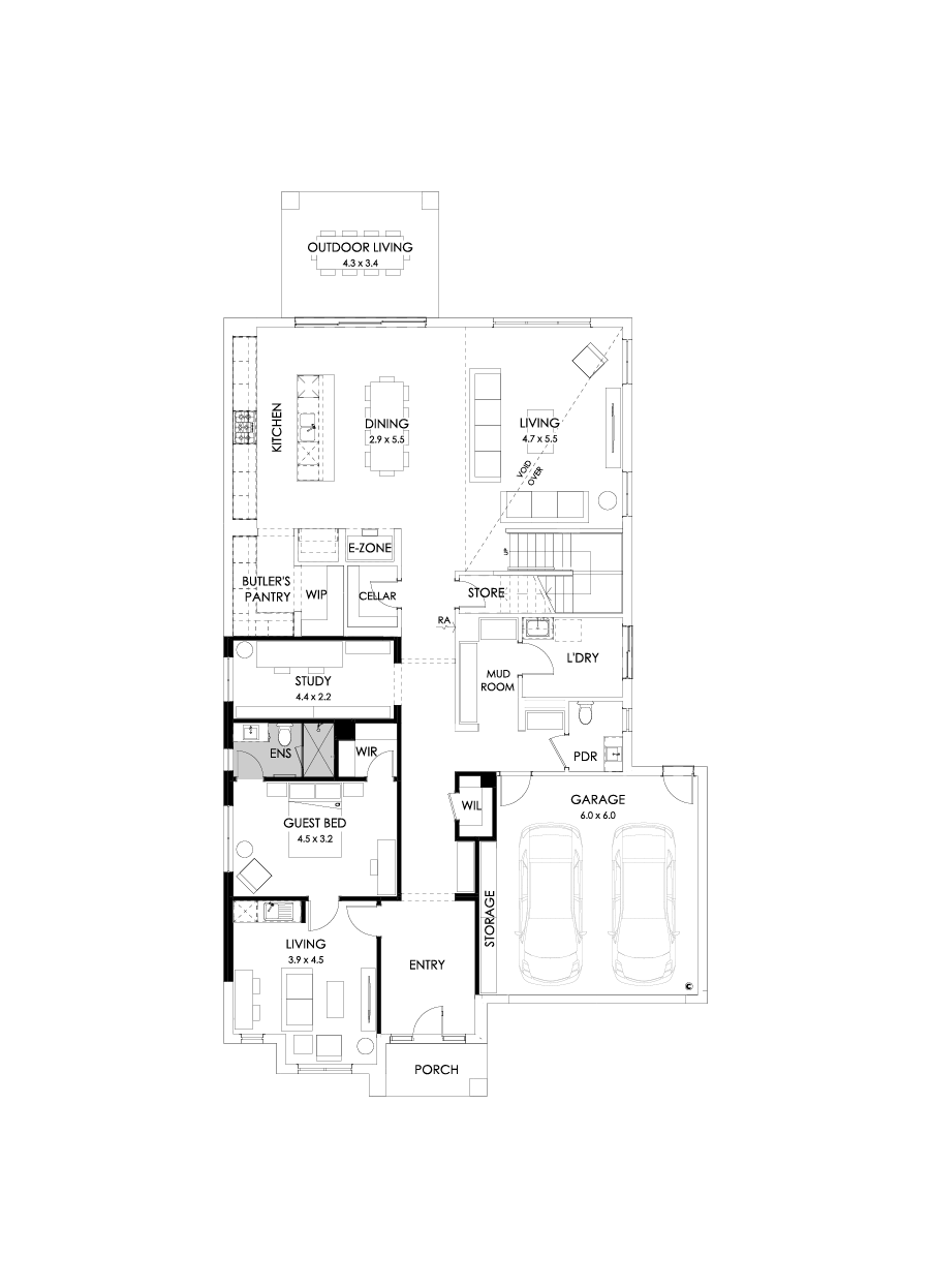 50 Ground Floor Floorplan (Guest wing - Flipped)
