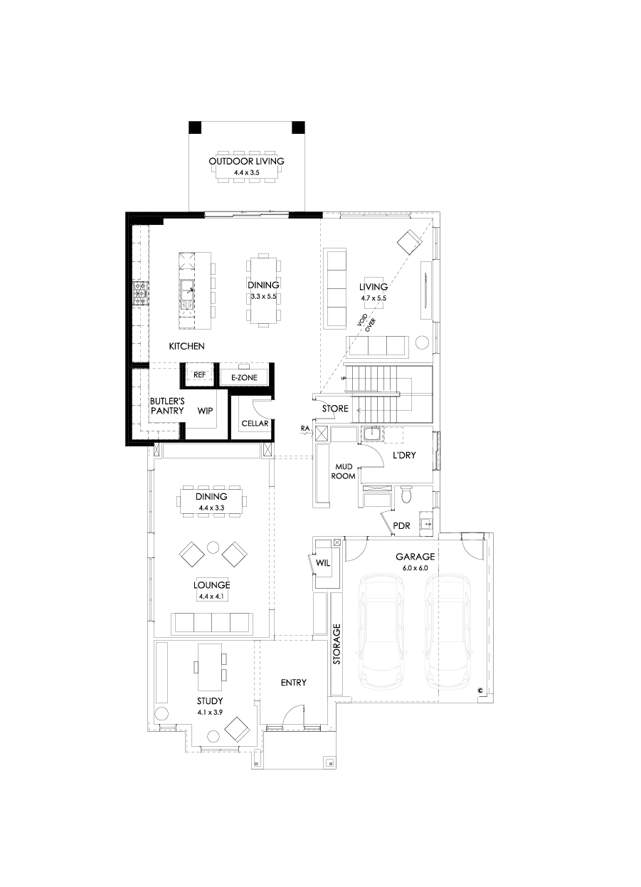 50 Ground Floor Floorplan (Larger kitchen - Flipped)
