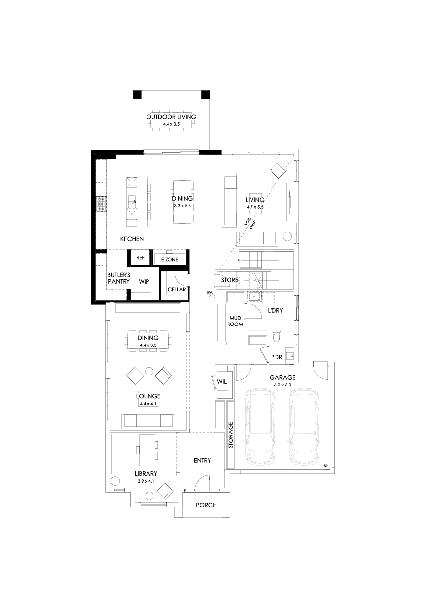 50 Ground Floor Floorplan (Larger kitchen - Flipped)