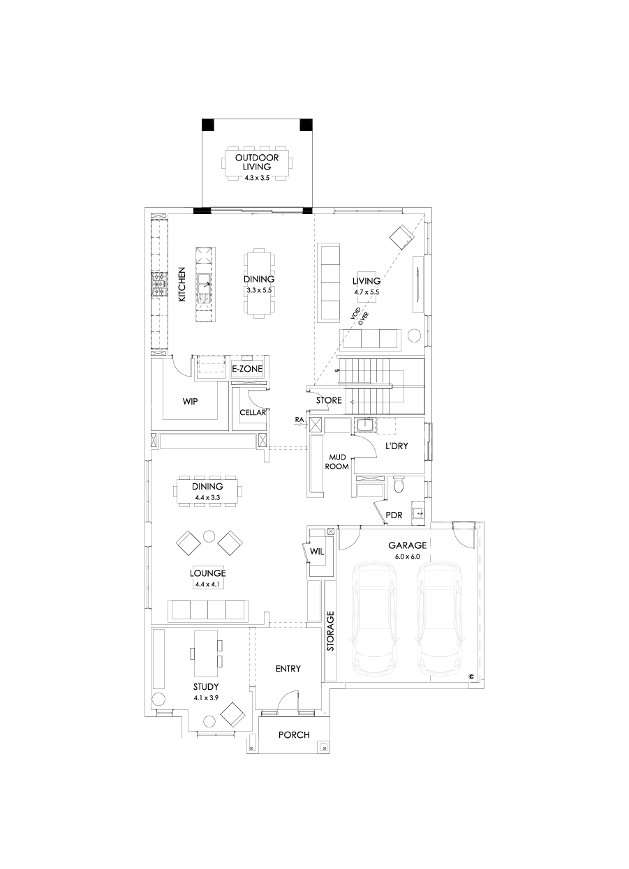 50 Ground Floor Floorplan (Rear balcony - Flipped)