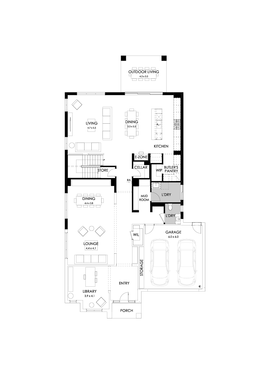 50 Ground Floor Floorplan (Rear flip - Flipped)