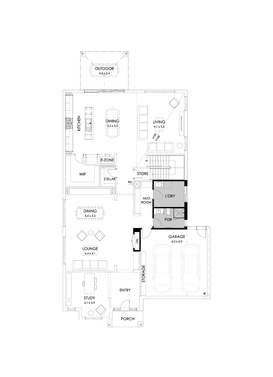 50 Ground Floor Floorplan (Shower to powder  - Flipped)