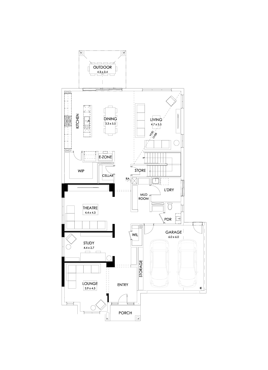 50 Ground Floor Floorplan (Theatre - Flipped)
