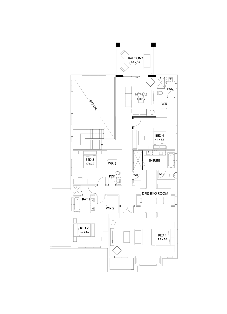 52 First Floor Floorplan (Rear balcony)