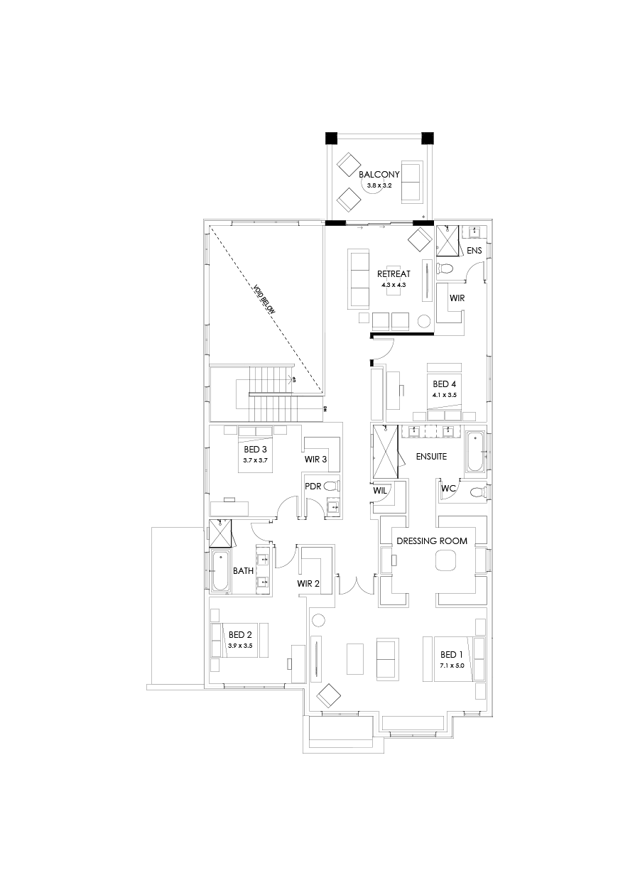 52 First Floor Floorplan (Rear balcony)