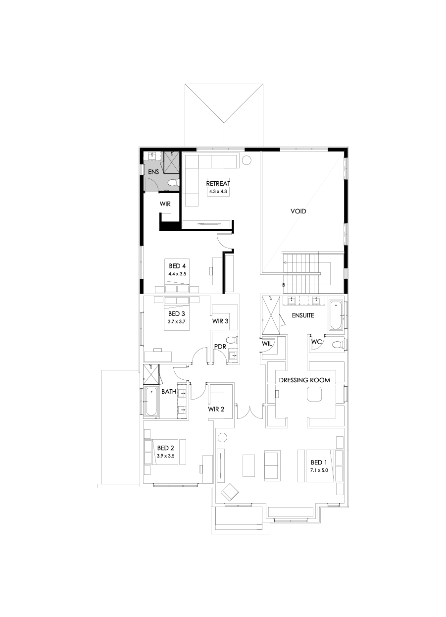 52 First Floor Floorplan (Rear flip with butler's pantry)