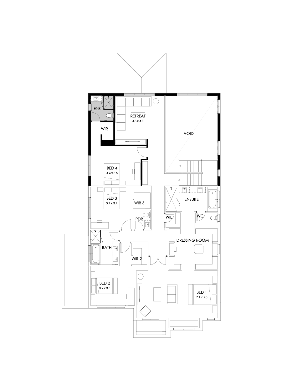 52 First Floor Floorplan (Rear flip)