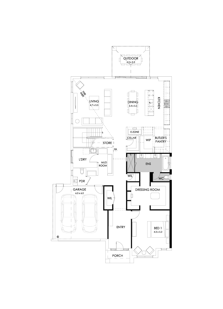 52 Ground Floor Floorplan (Alternate bed 1)