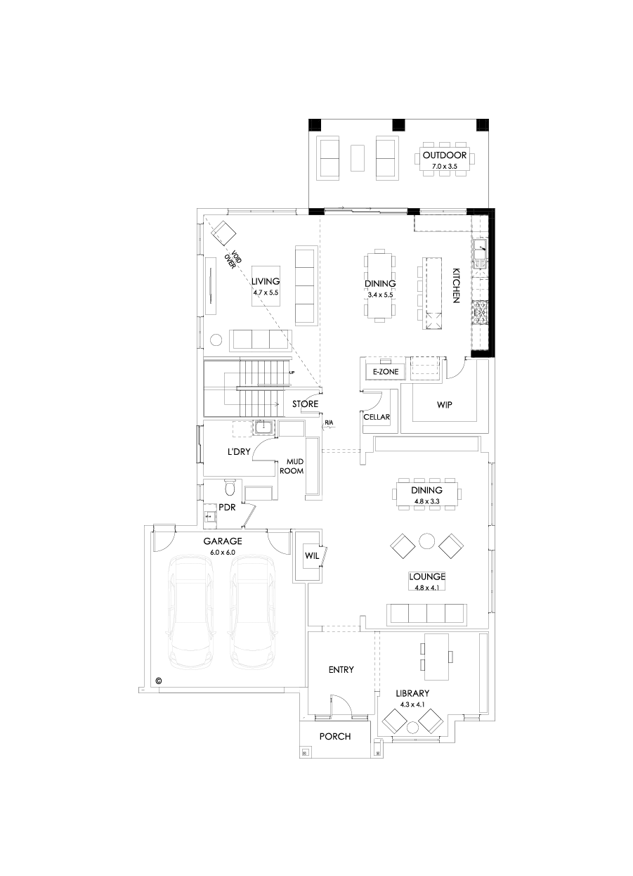 52 Ground Floor Floorplan (Alternate kitchen L-shape)