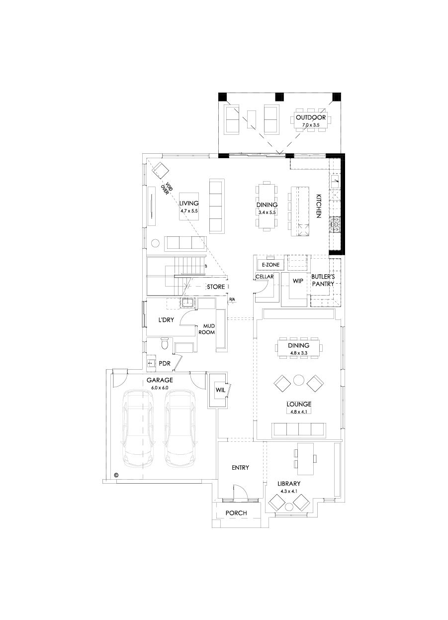 52 Ground Floor Floorplan (Alternate kitchen L-shape)