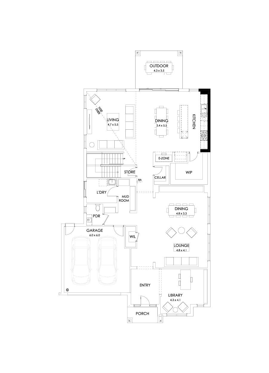 52 Ground Floor Floorplan (Alternate kitchen)
