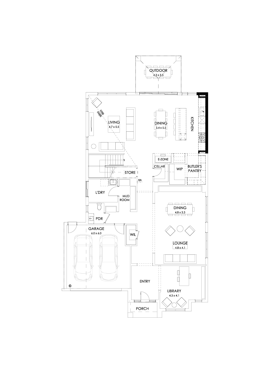 52 Ground Floor Floorplan (Alternate kitchen)