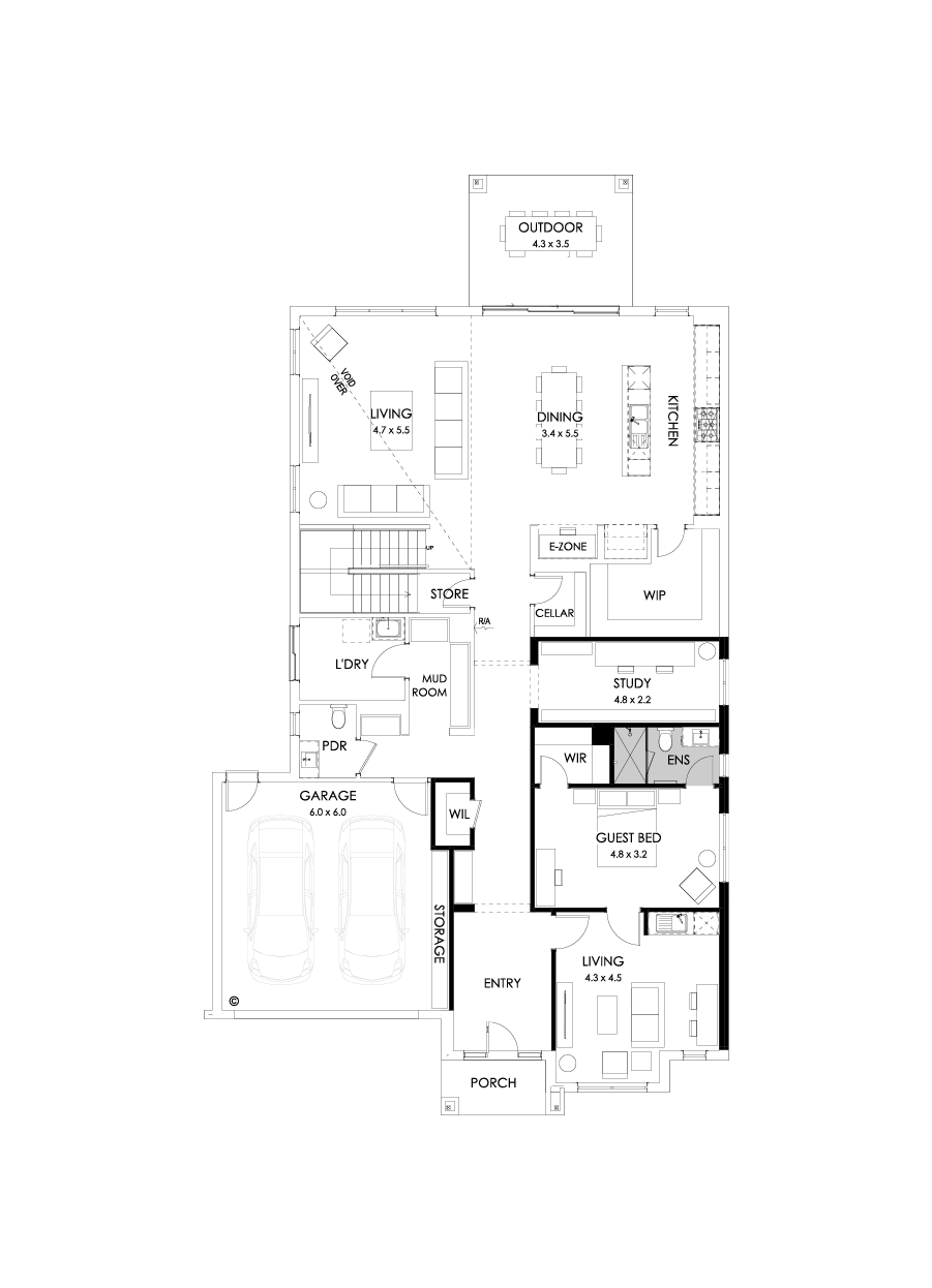 52 Ground Floor Floorplan (Guest wing)