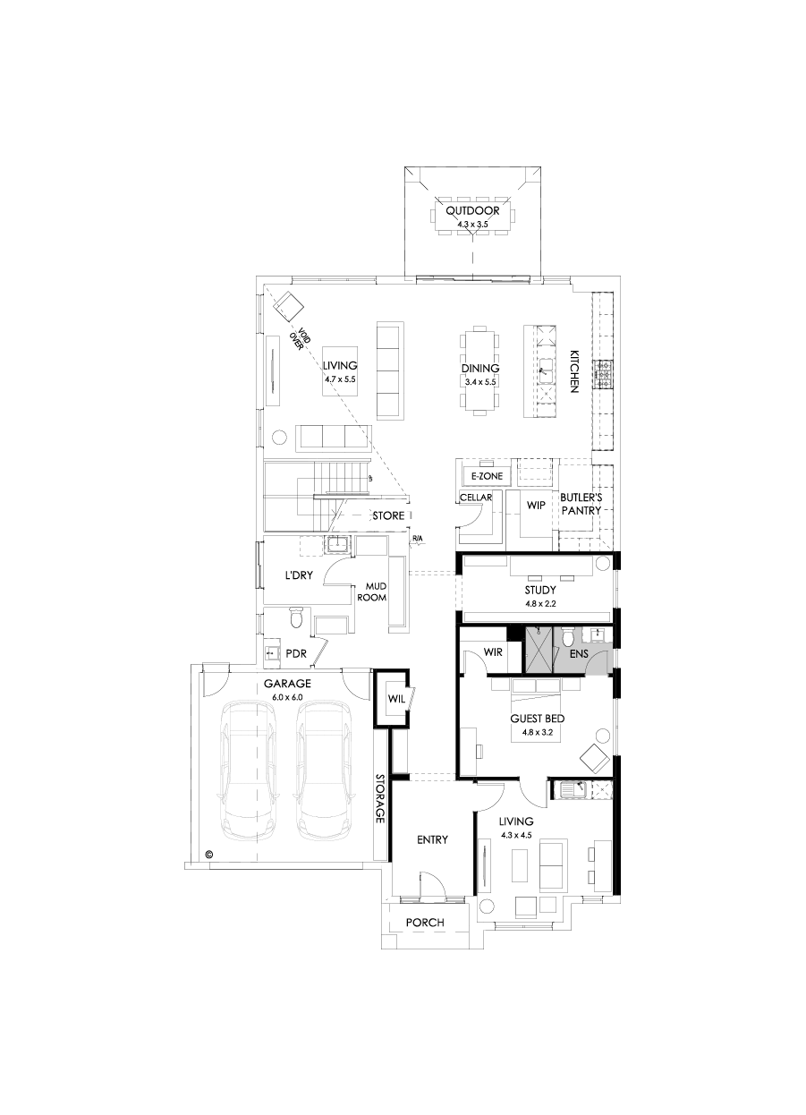 52 Ground Floor Floorplan (Guest wing)