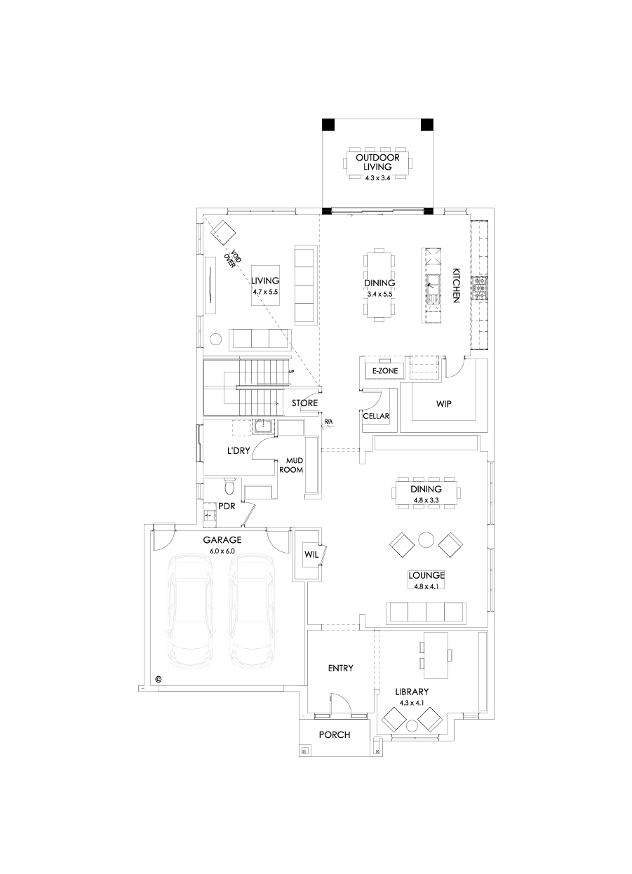 52 Ground Floor Floorplan (Rear balcony)