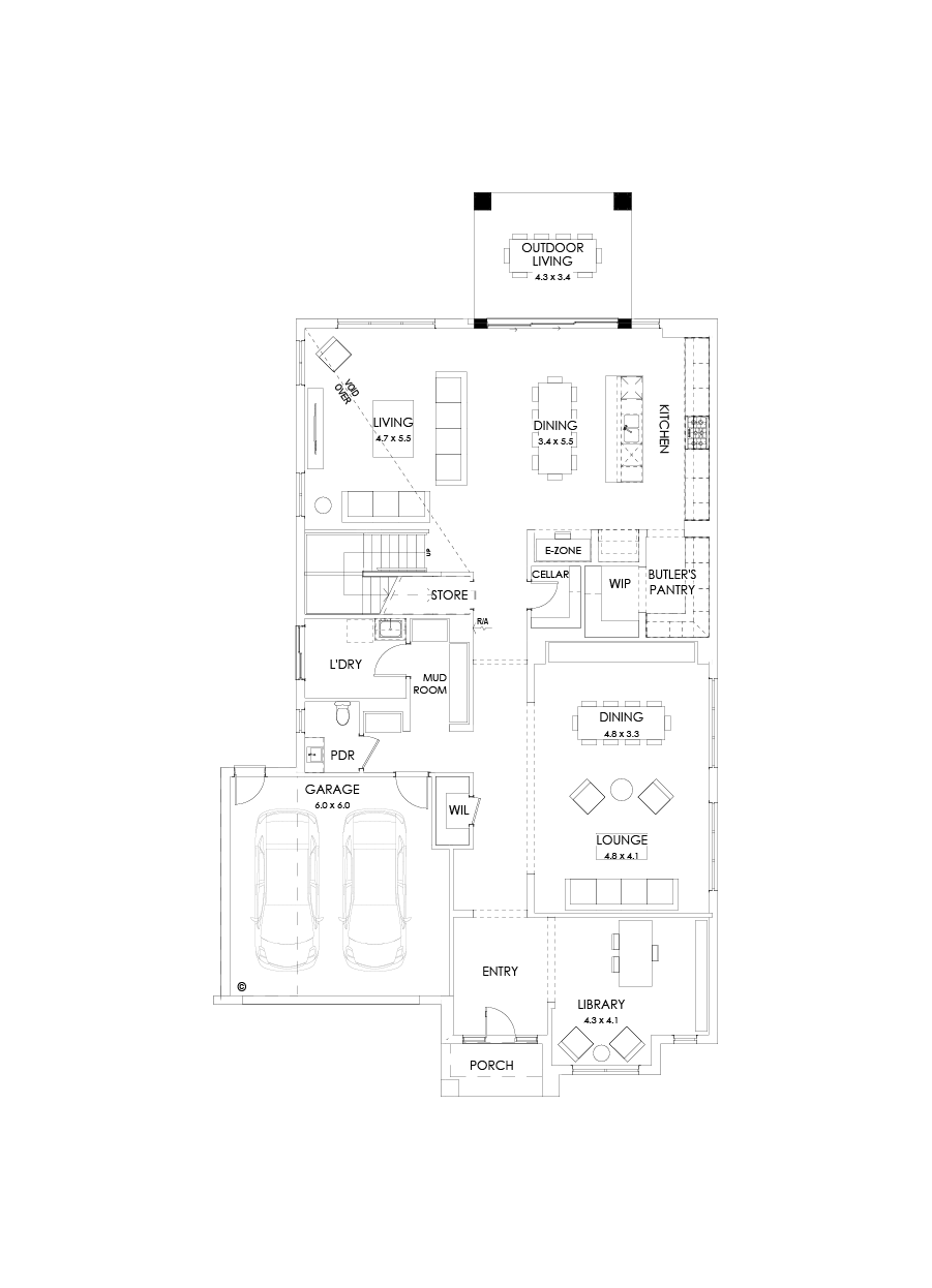 52 Ground Floor Floorplan (Rear balcony)