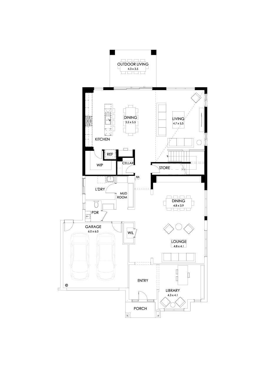 52 Ground Floor Floorplan (Rear flip)