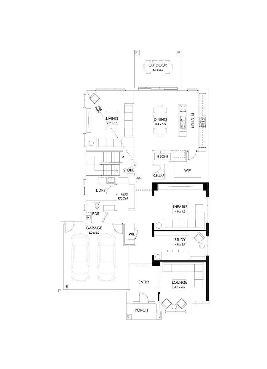 52 Ground Floor Floorplan (Theatre)
