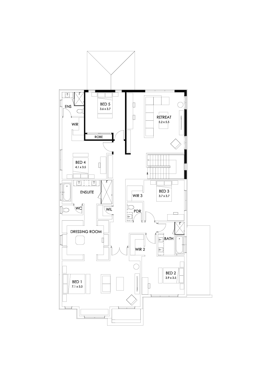 52 First Floor Floorplan (5th bedroom - Flipped)