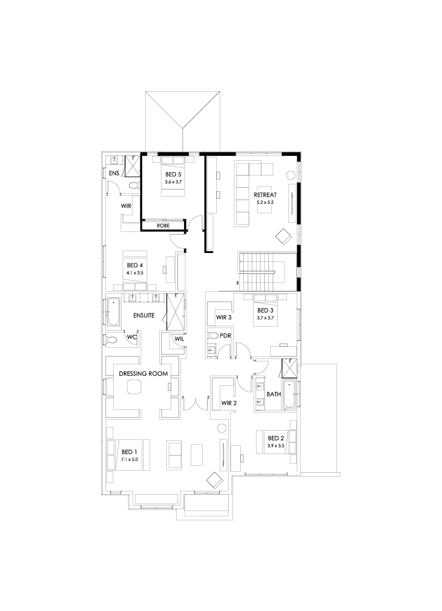 52 First Floor Floorplan (5th bedroom - Flipped)
