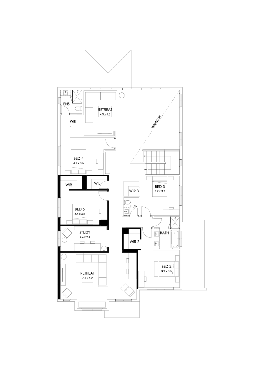 52 First Floor Floorplan (Alternate bed 1 - Flipped)