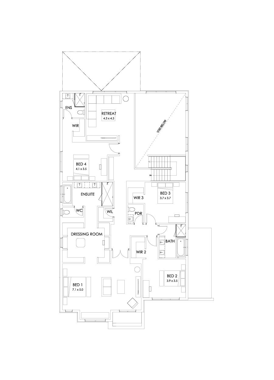 52 First Floor Floorplan (Alternate kitchen L-shape - Flipped)