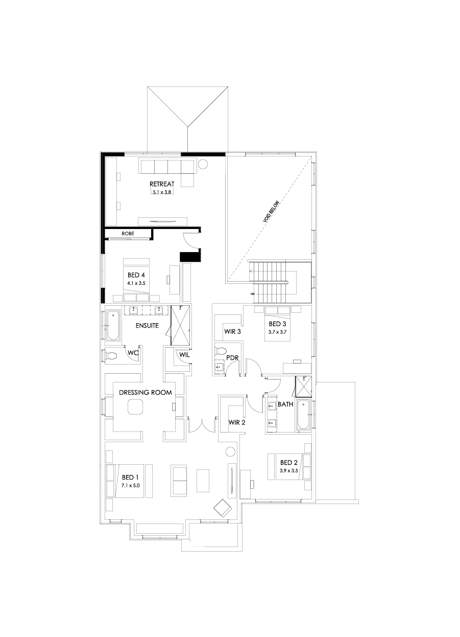 52 First Floor Floorplan (No minor ensuite - Flipped)
