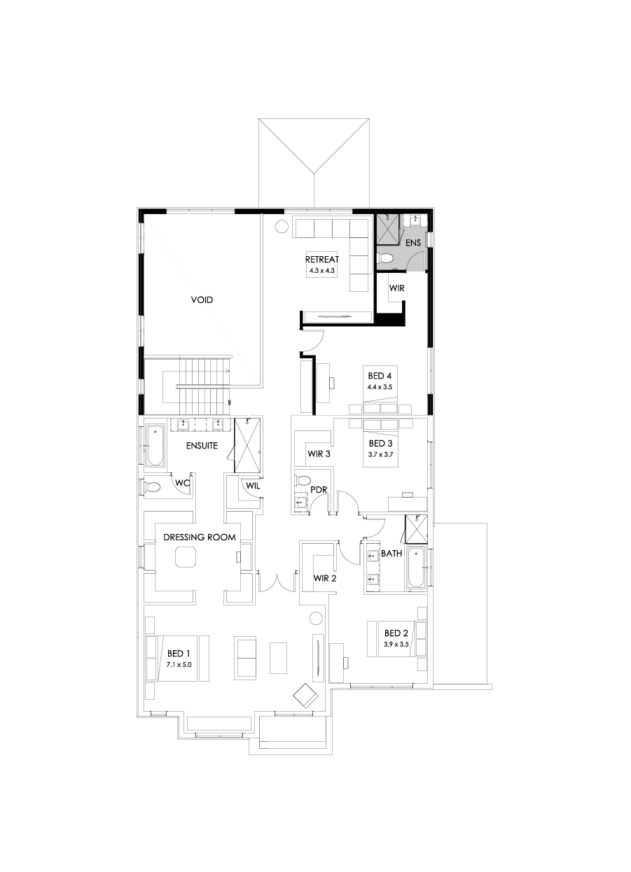 52 First Floor Floorplan (Rear flip with butler's pantry - Flipped)
