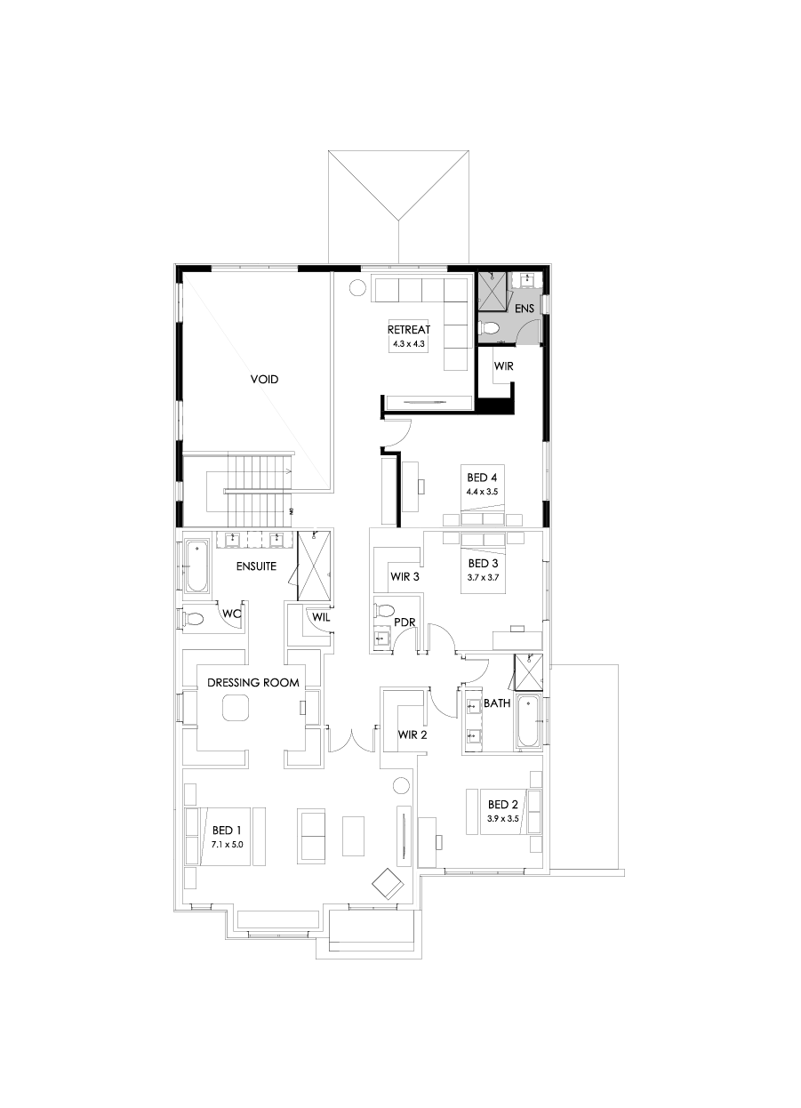 52 First Floor Floorplan (Rear flip - Flipped)