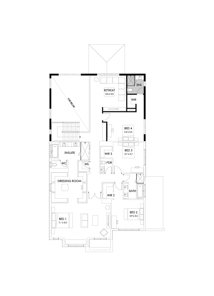 52 First Floor Floorplan (Rear flip - Flipped)