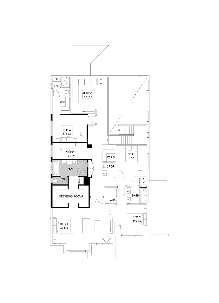 52 First Floor Floorplan (Study - Flipped)