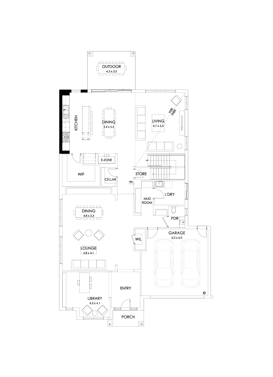 52 Ground Floor Floorplan (Alternate kitchen - Flipped)