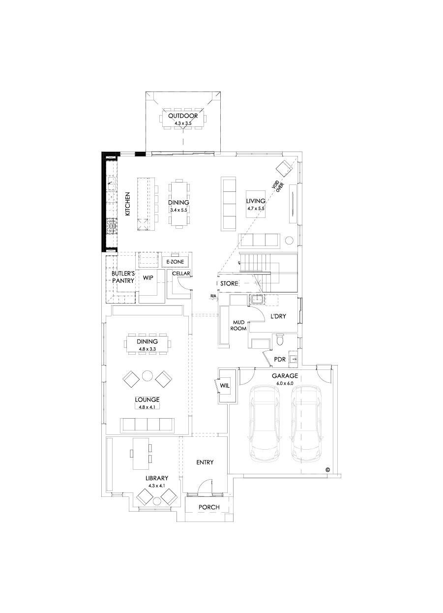 52 Ground Floor Floorplan (Alternate kitchen - Flipped)