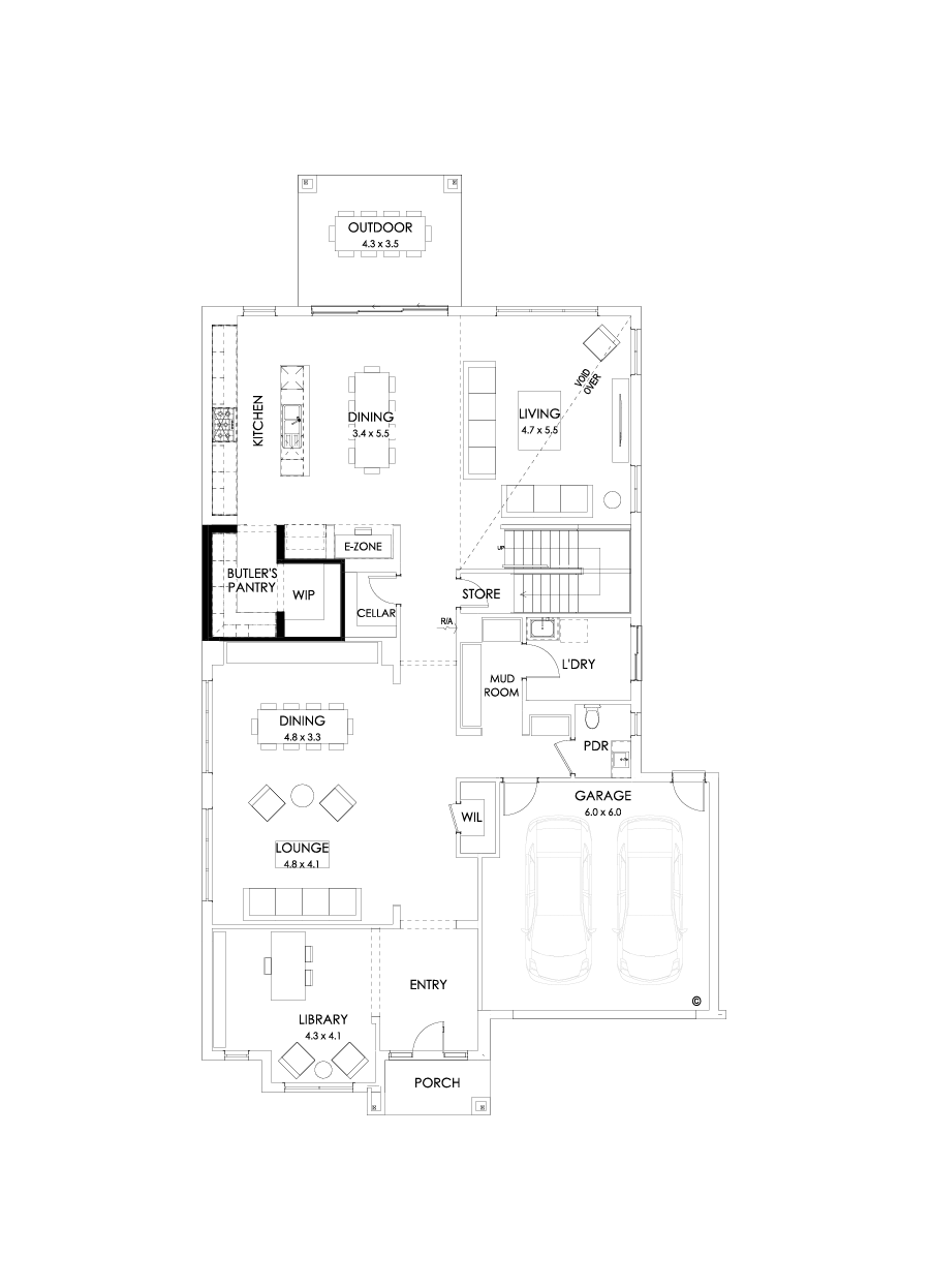 52 Ground Floor Floorplan (Butler's pantry - Included - Flipped)