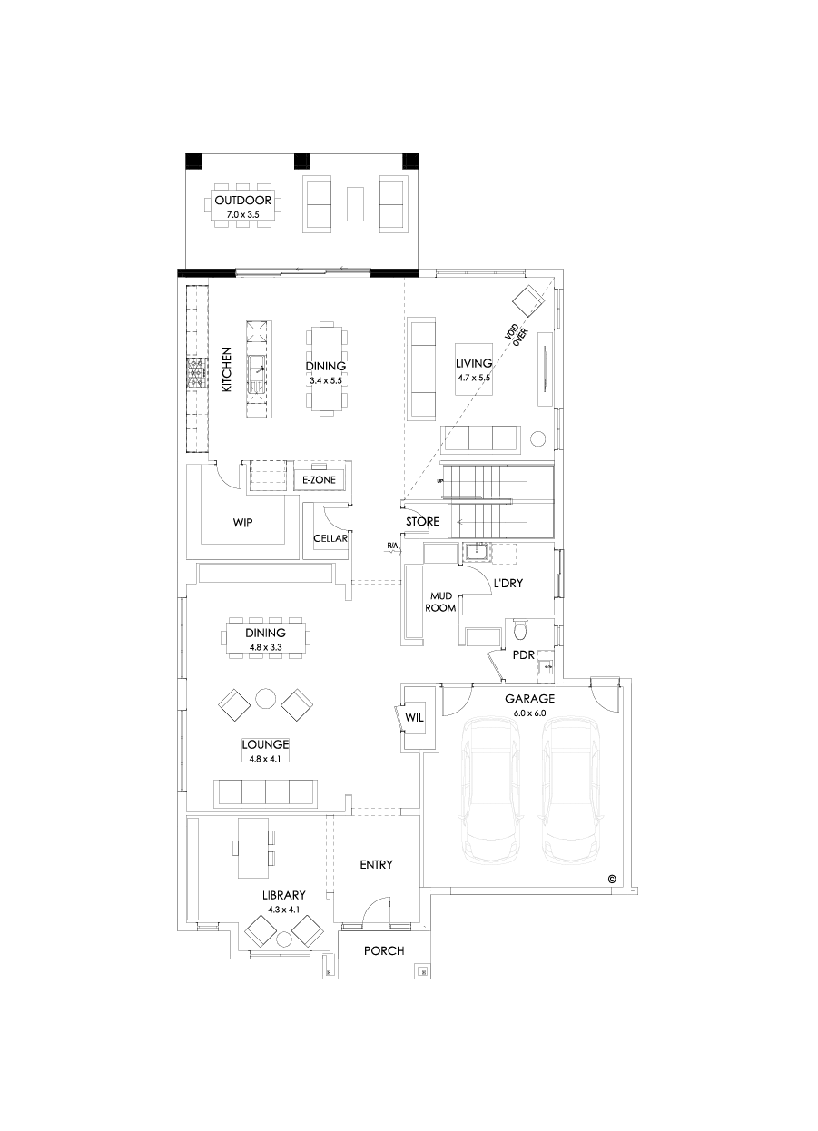 52 Ground Floor Floorplan (Grand outdoor living - Flipped)