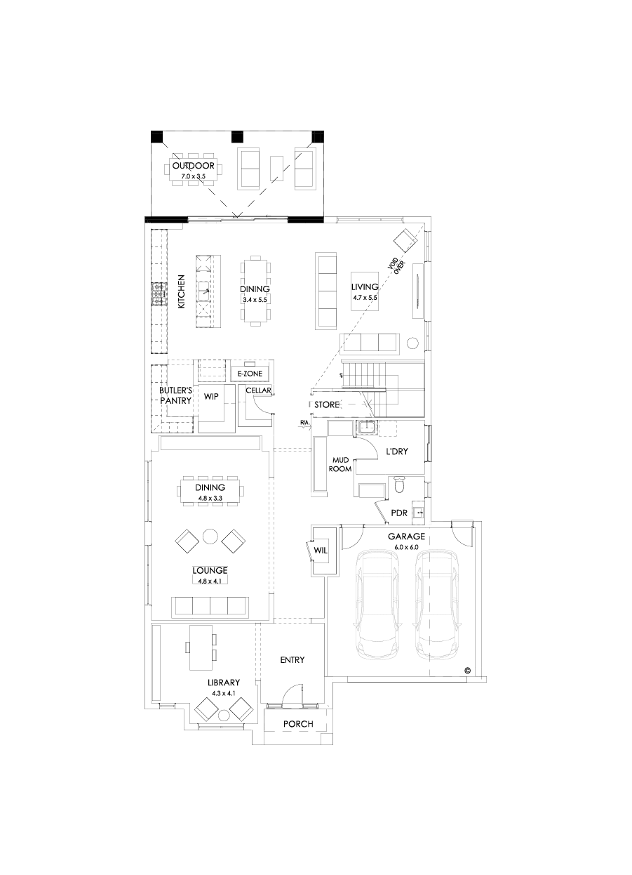 52 Ground Floor Floorplan (Grand outdoor living - Flipped)