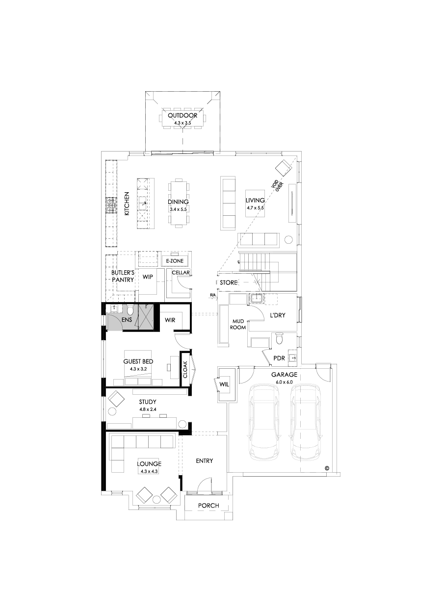 52 Ground Floor Floorplan (Guest bedroom - Flipped)