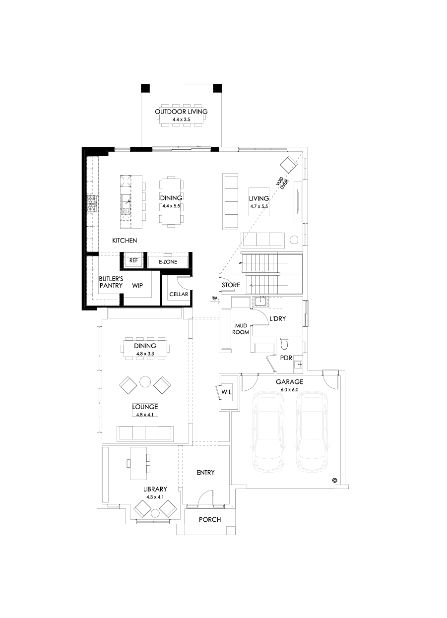 52 Ground Floor Floorplan (Larger kitchen - Flipped)