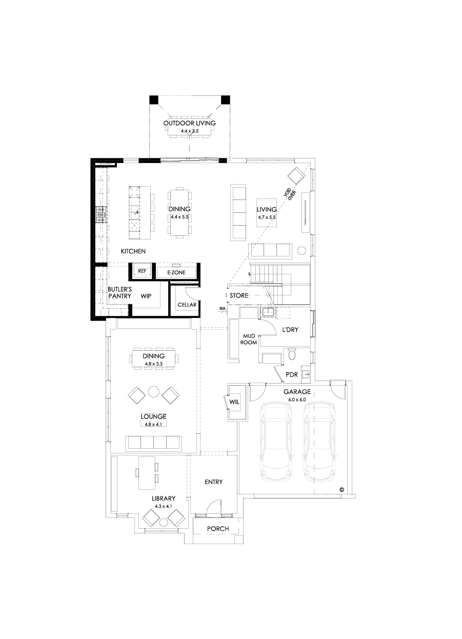 52 Ground Floor Floorplan (Larger kitchen - Flipped)