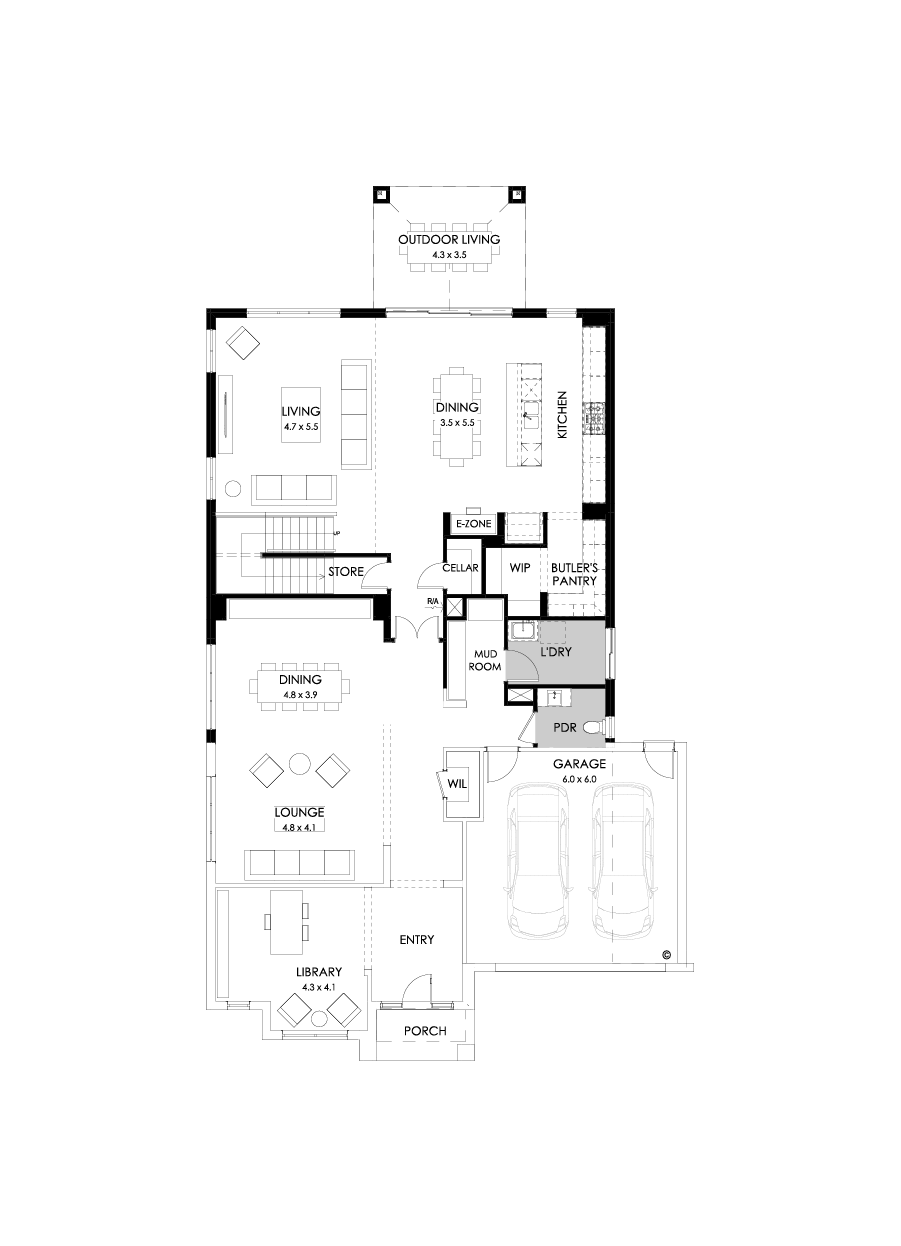 52 Ground Floor Floorplan (Rear flip - Flipped)