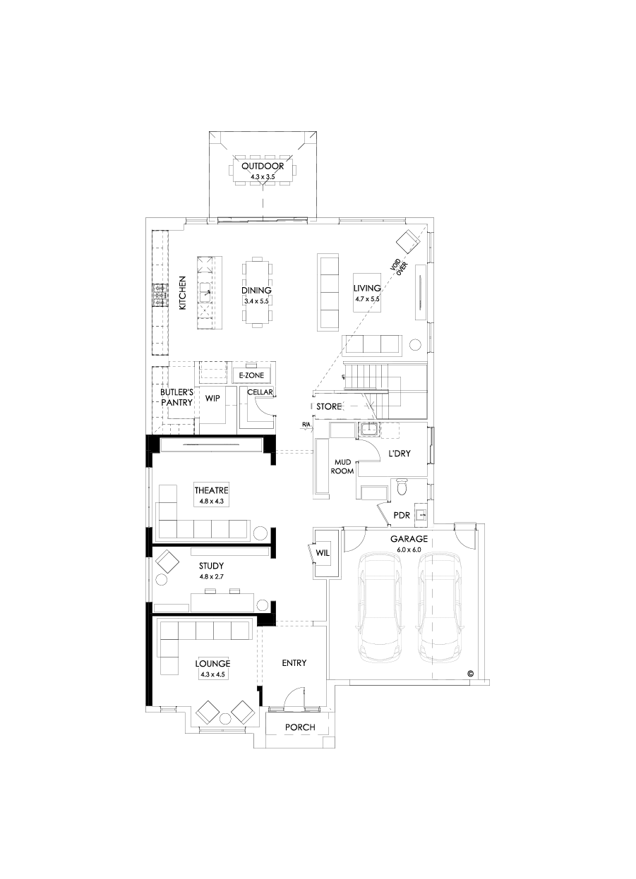 52 Ground Floor Floorplan (Theatre - Flipped)