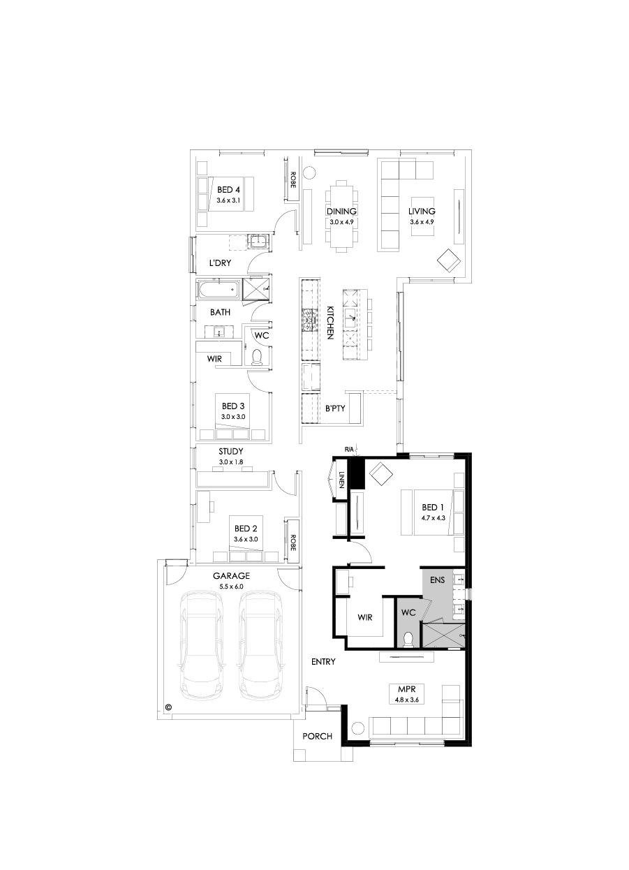 28  Floor Floorplan (Alternate bed 1)