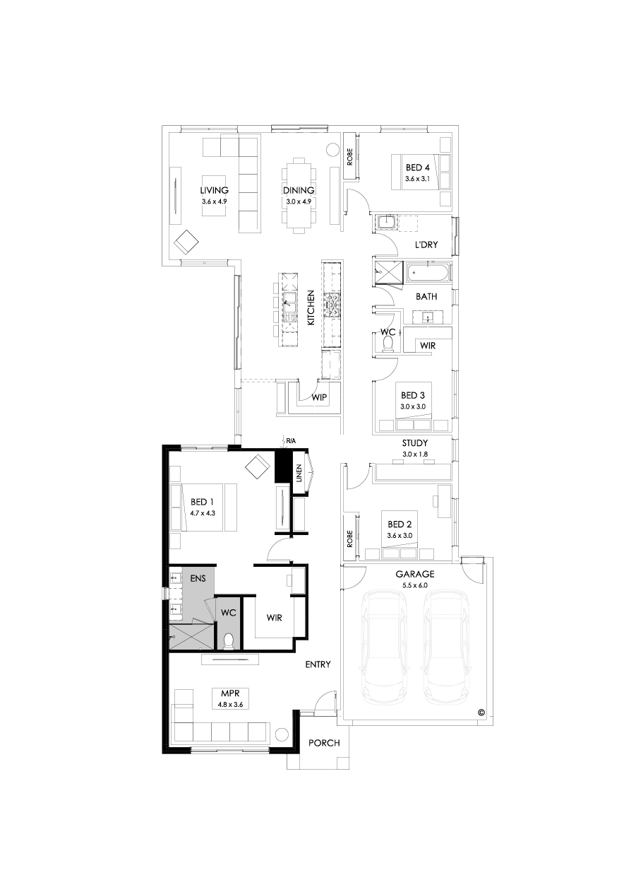 28  Floor Floorplan (Alternate bed 1 - Flipped)