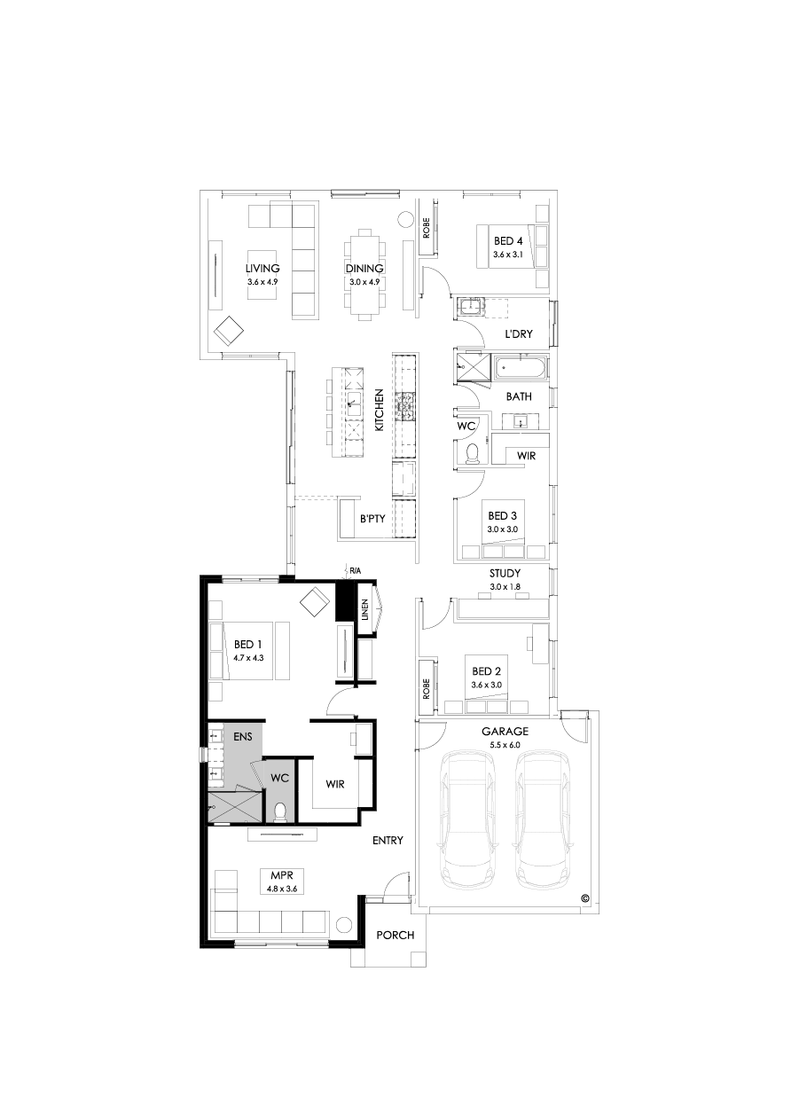 28  Floor Floorplan (Alternate bed 1 - Flipped)