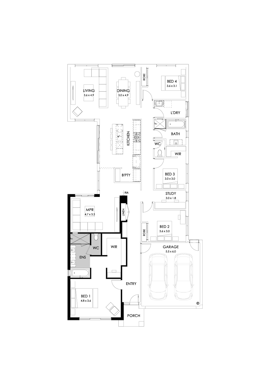 28  Floor Floorplan (Bath to ensuite - Flipped)