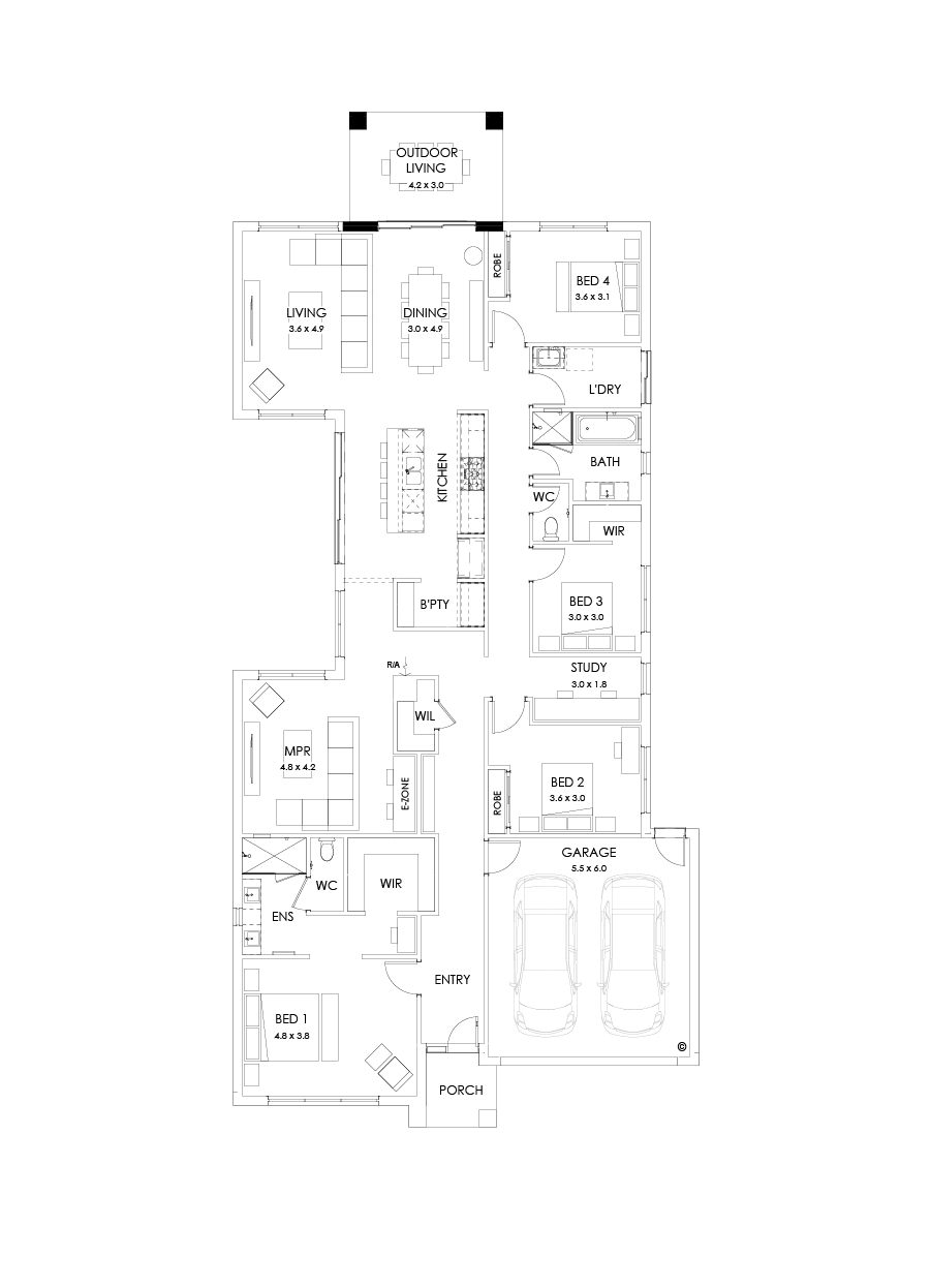 28  Floor Floorplan (Outdoor living - Flipped)
