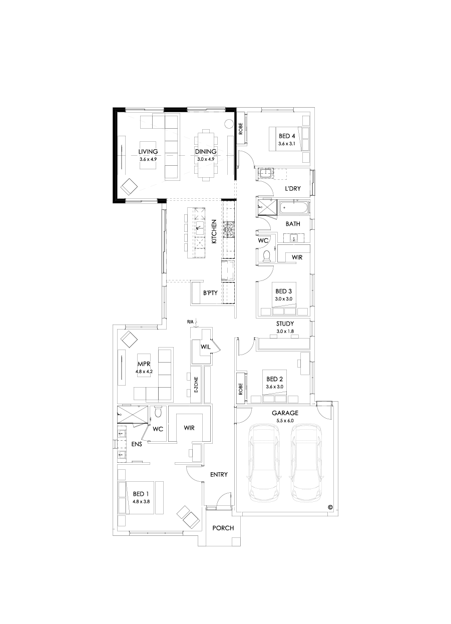 28  Floor Floorplan (Raked ceiling 10.5 deg - Flipped)