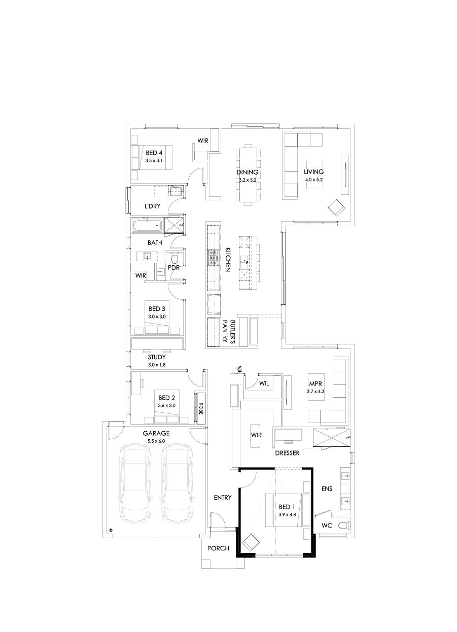 31  Floor Floorplan (Raked ceiling 10.5 deg to bed 1)