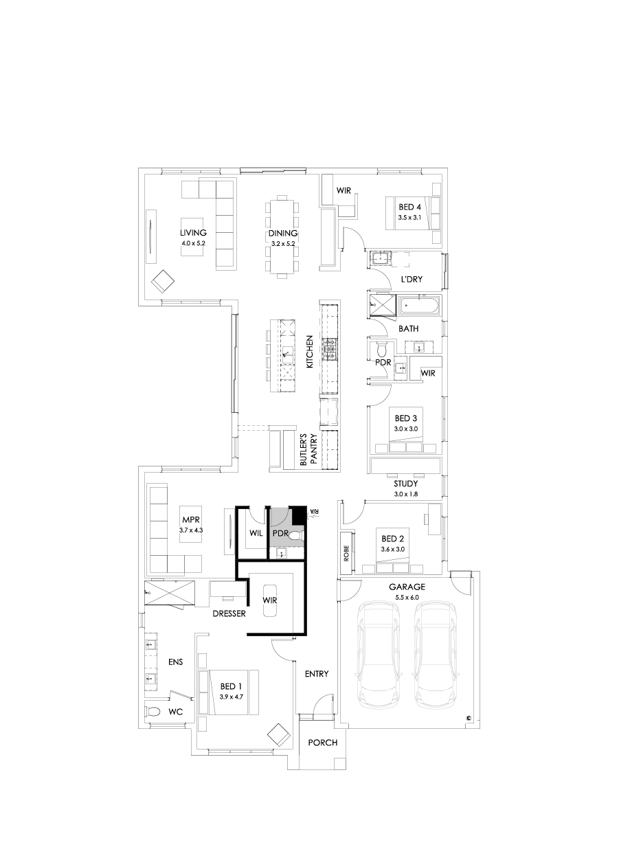31  Floor Floorplan (Powder room - Flipped)